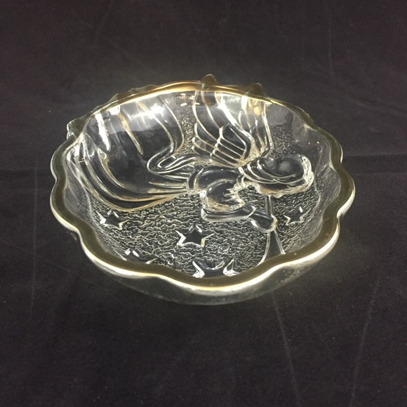 MIKASA Angel Song Gold Trim Clear Glass Candy Sweets Nuts Trinket Dish Christmas - Picture 7 of 9